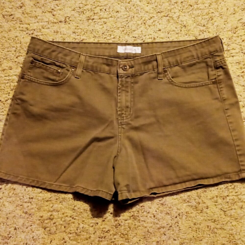 Vintage Xhilaration Women's Juniors XL Sz 15 Khaki Army Green Comfy Shorts - Picture 2 of 10